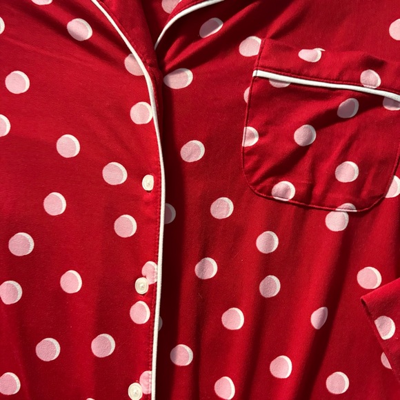 Kate Spade Red Pink Polka Dot Pajama Set Long Sleeve Pants Valentine - Picture 5 of 15